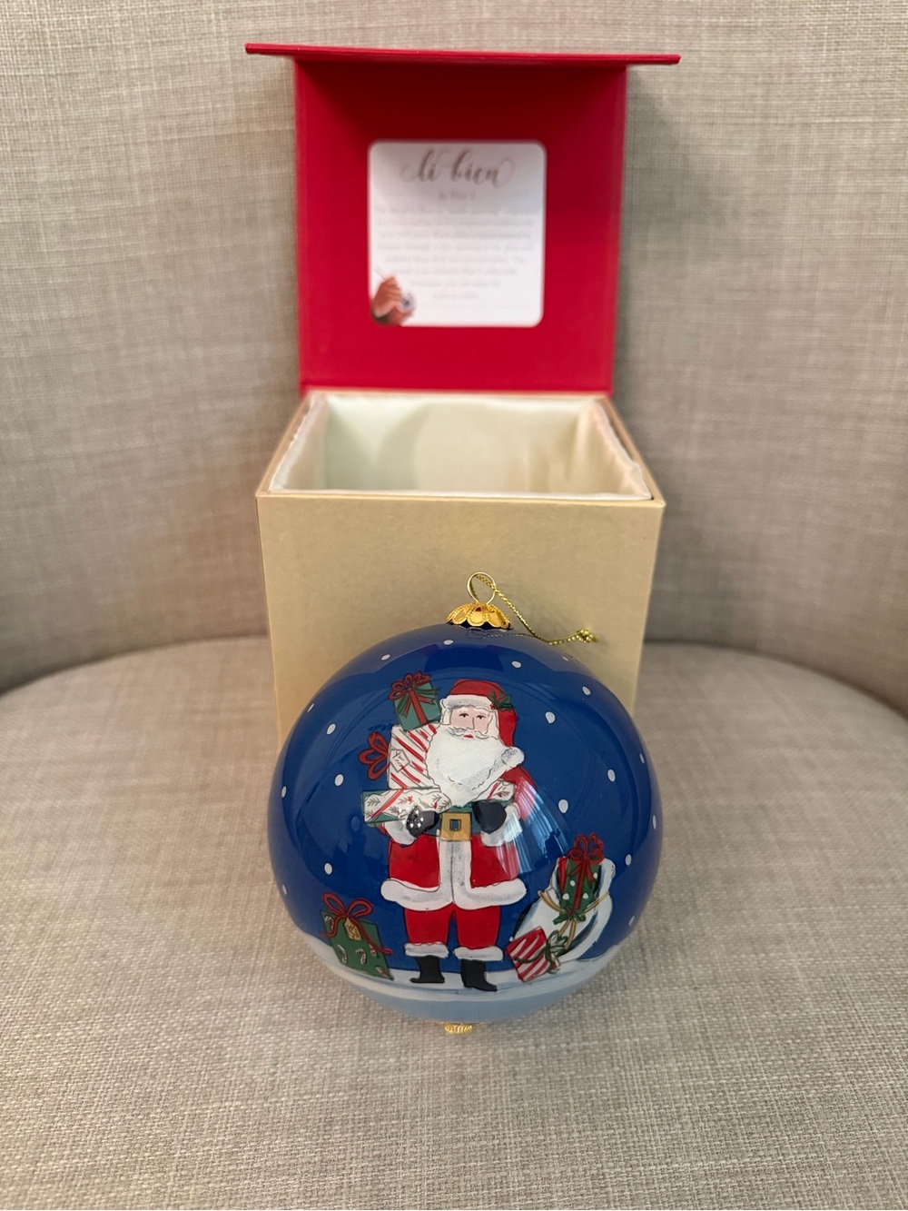 Li Bien by Pier 1 2022 Ornament Santa in Town 2022 Hand Painted 4” includes box